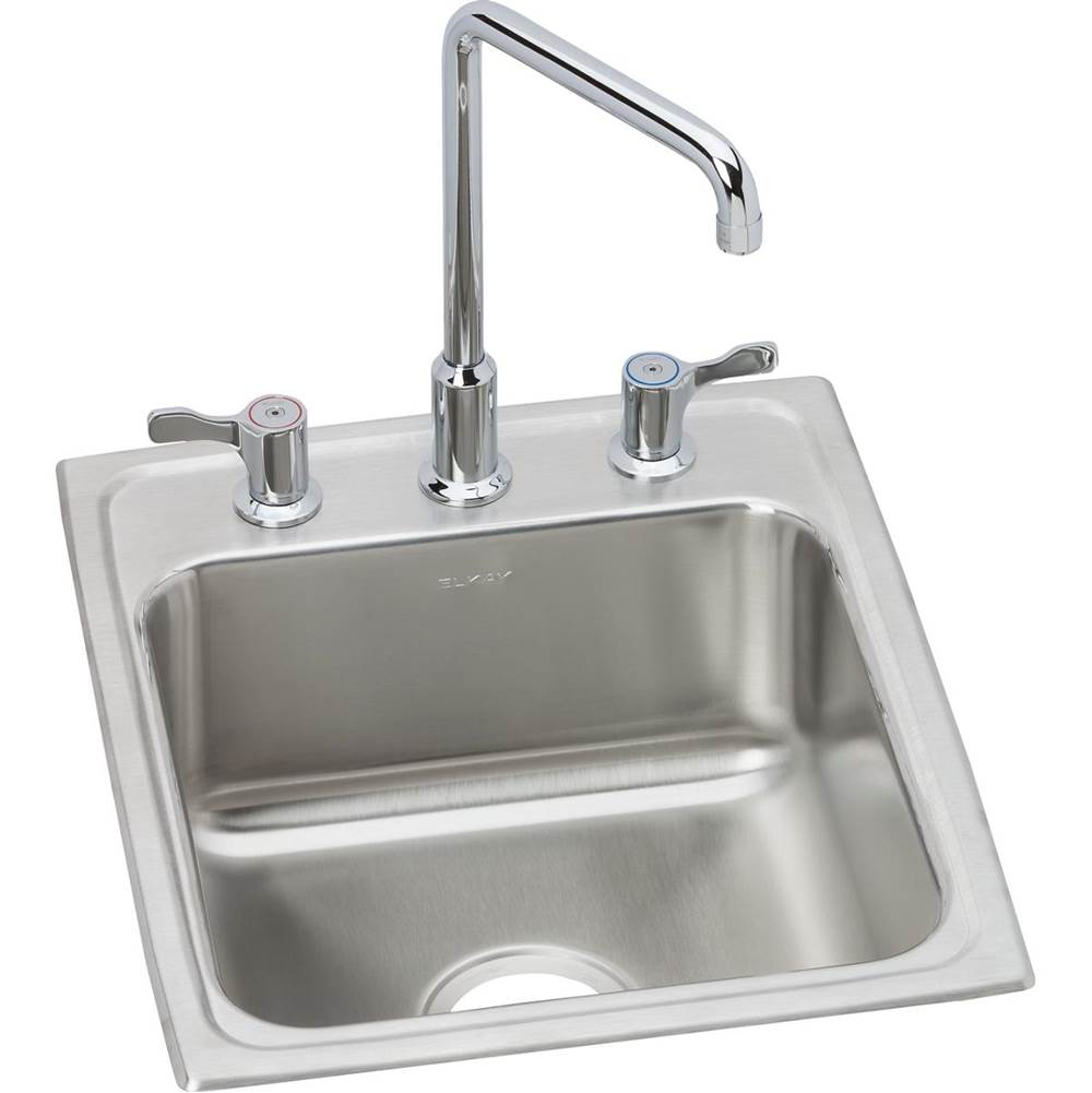 Elkay Lustertone Classic Stainless Steel 17'' x 22'' x 7-5/8'', 3-Hole Single Bowl Drop-in Bathroom Sink Plus Faucet Kit
