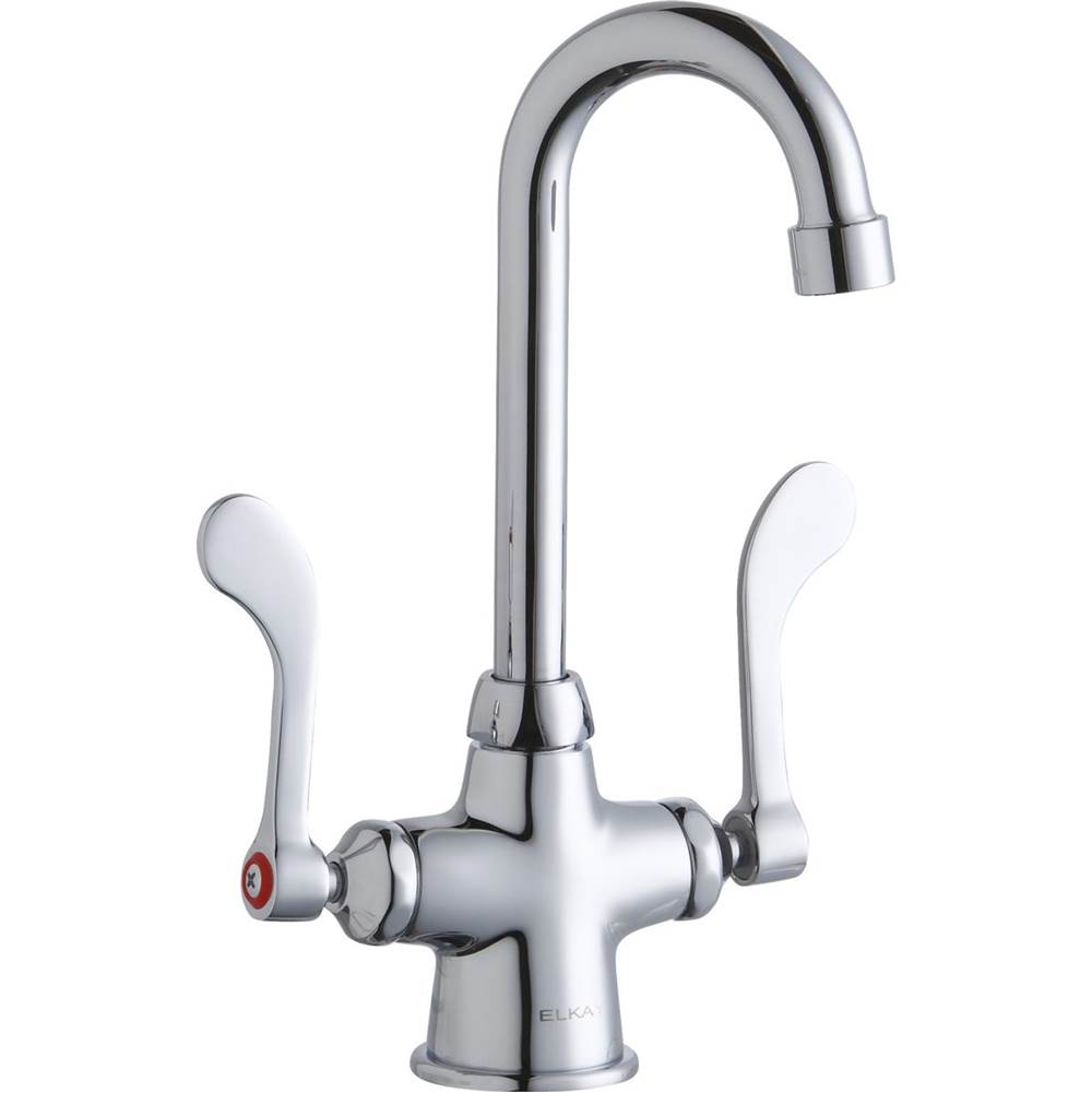 Elkay Single Hole with Concealed Deck Faucet with 4'' Gooseneck Spout 4'' Wristblade Handles Chrome