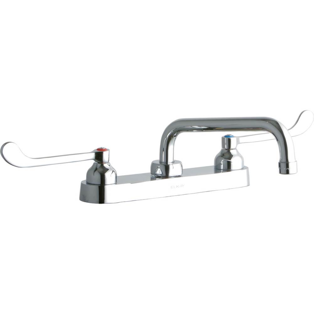 Elkay 8'' Centerset with Exposed Deck Faucet with 8'' Tube Spout 6'' Wristblade Handles Chrome