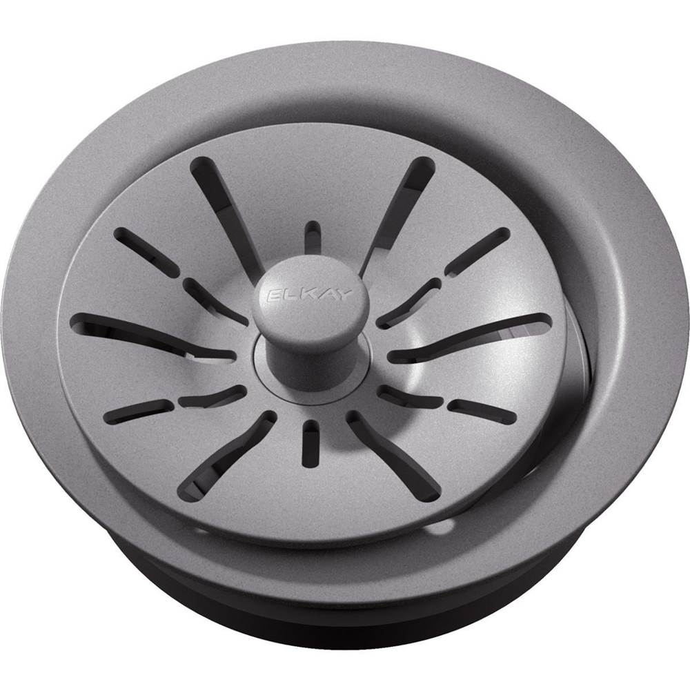 Elkay Quartz Perfect Drain 3-1/2'' Polymer Disposer Flange with Removable Basket Strainer and Rubber Stopper Greystone