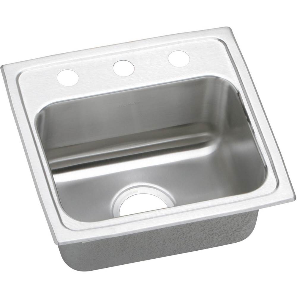 Elkay Lustertone Classic Stainless Steel 17'' x 16'' x 5'', 3-Hole Single Bowl Drop-in ADA Sink with Quick-clip