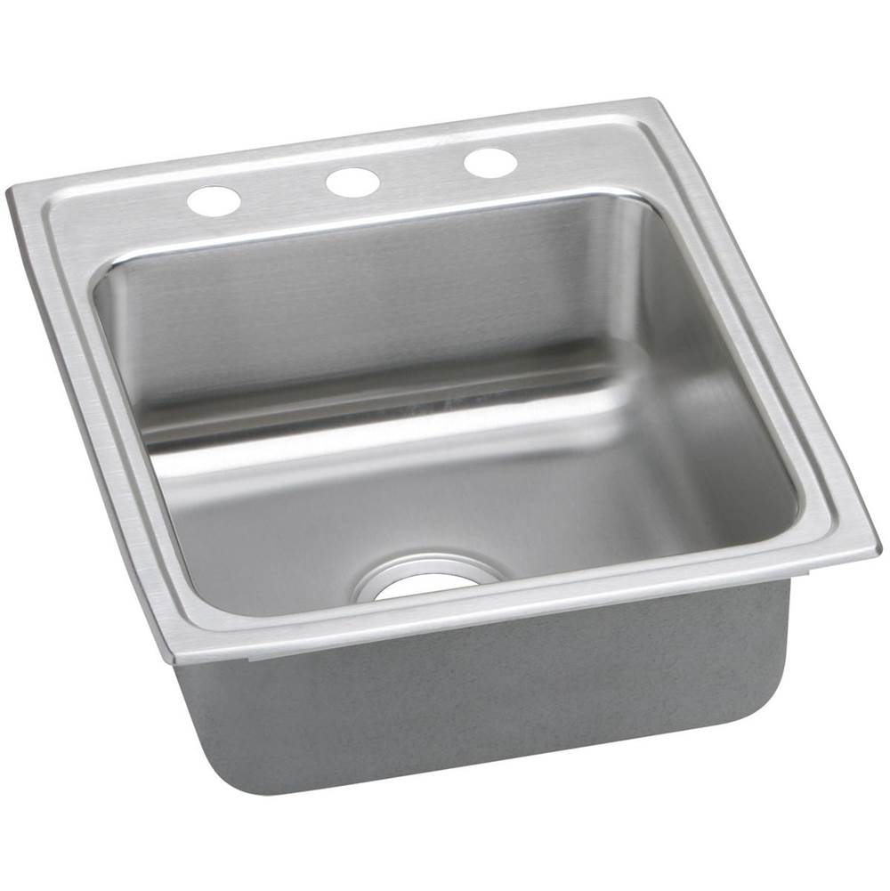 Elkay Lustertone Classic Stainless Steel 19-1/2'' x 22'' x 6'', 2-Hole Single Bowl Drop-in ADA Sink with Quick-clip