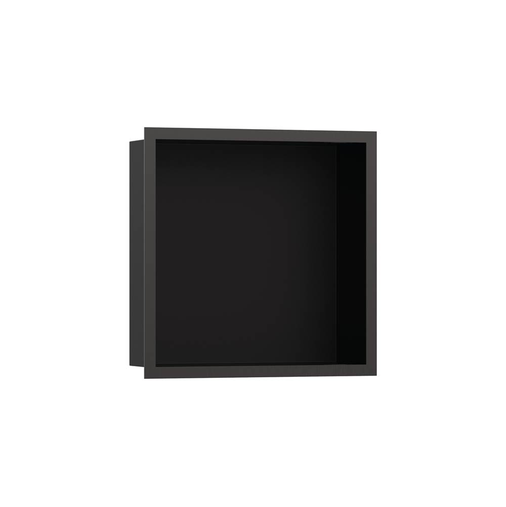 Hansgrohe XtraStoris Individual Wall Niche Matte Black with Design Frame 12''x 12''x 4'' in Brushed Black Chrome