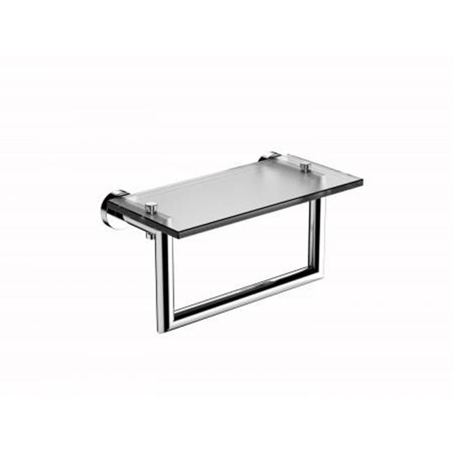 Kartners OSLO - 10-inch Glass Shelf with Towel Rail-Brushed Brass