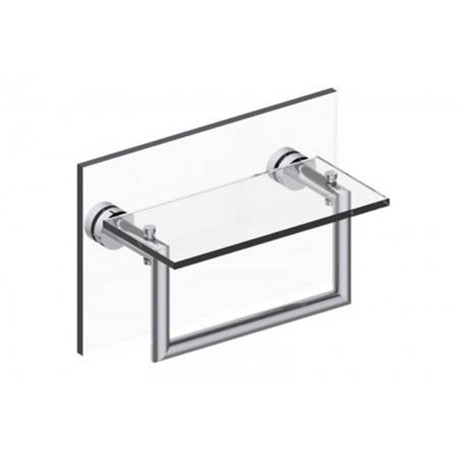 Kartners OSLO - 10-inch Glass Shelf with Towel Rail Through Glass-Brushed Bronze