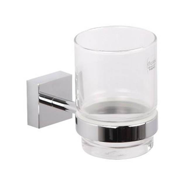 Kartners MADRID - Wall Mounted Bathroom Tumbler Cup & Toothbrush Holder with Frosted Glass-Brushed Gold