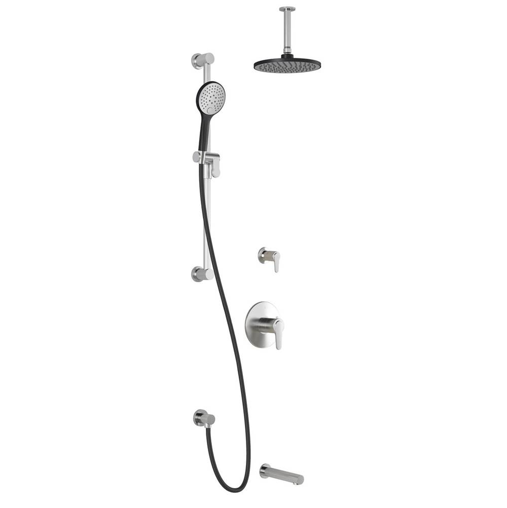 Kalia KONTOUR™ TD3 (Valves Not Included) : Thermostatic Shower System with Vertical Ceiling Arm Black/Chrome