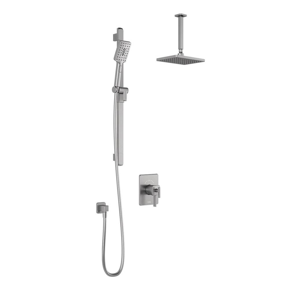 Kalia SquareOne™ TCD1 AQUATONIK™ T/P Coaxial Shower System with Vertical Ceiling Arm Pure Nickel PVD