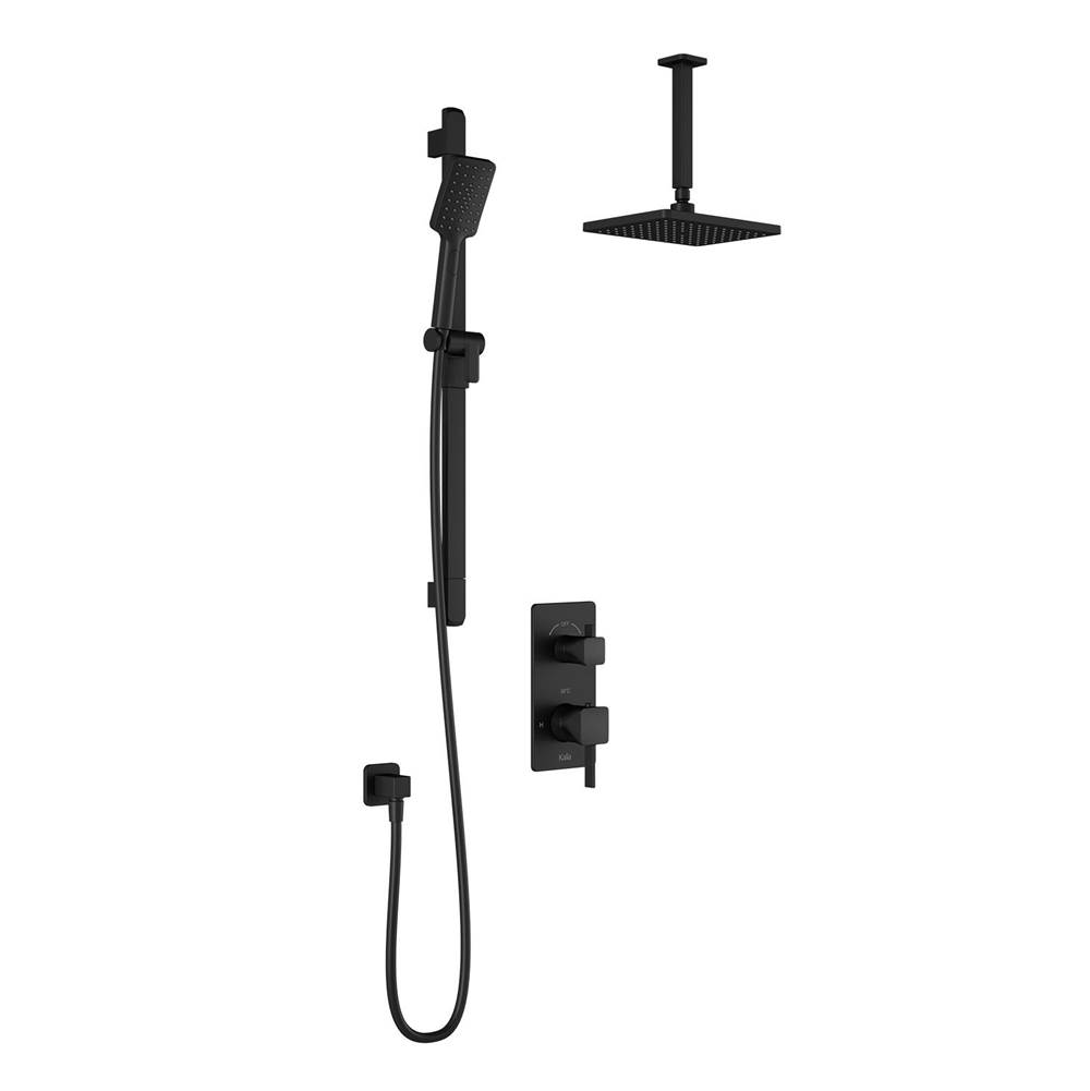 Kalia SquareOne™ TD2 AQUATONIK™ T/P with Diverter Shower System with Vertical Ceiling Arm Matte Black