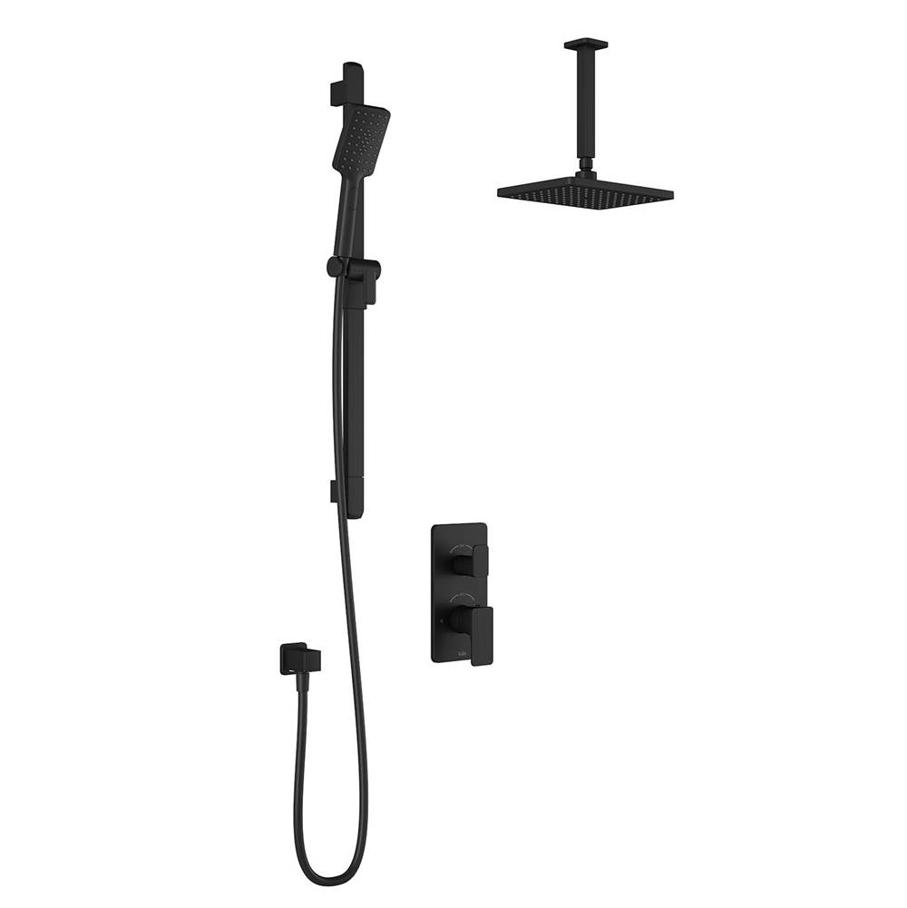 Kalia KAREO™ TG2 (Valve Not Included) Water Efficient AQUATONIK™ T/P with Diverter Shower System with Vertical Ceiling Arm Matte Black
