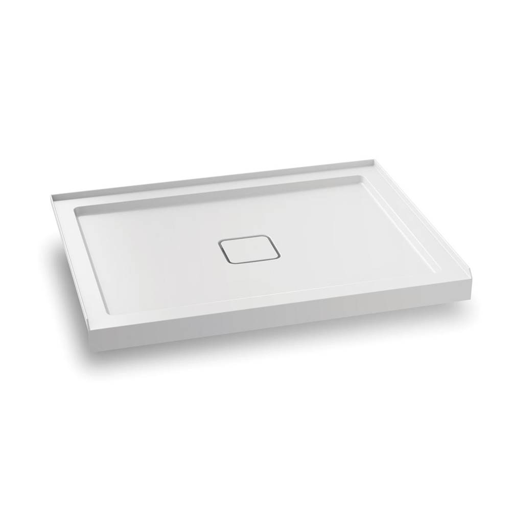 Kalia KOVER™ 48x36 Rectangular Acrylic Shower Base 48x36 with Central Drain and Integrated Tiling Flanges on 3 Sides