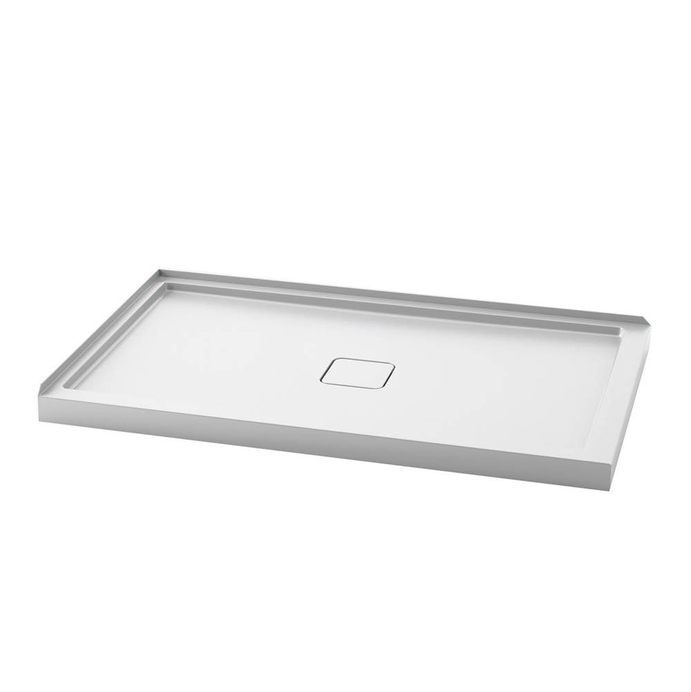 Kalia KOVER™ 60x36 Rectangular Acrylic Shower Base 60x36 with Central Drain and Left Integrated Tiling Flange on 2 sides
