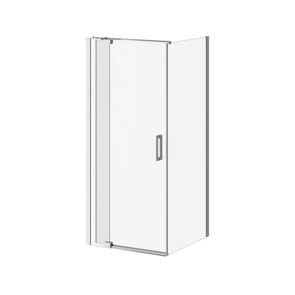 Kalia DISTINK™ 36''x77'' 2-Panel Pivot Shower Door for Corner Inst. (Reversible) 32'' Chrome Clear Duraclean Glass