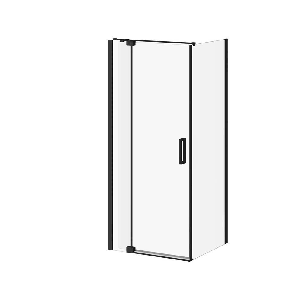 Kalia DISTINK™ 36''x77'' 2-Panel Pivot Shower Door for 36'' Corner Inst. (Reversible) Matte Black Clear Duraclean Glass