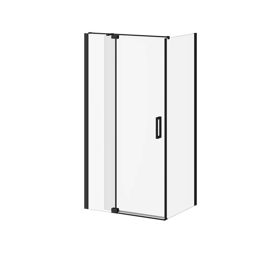 Kalia DISTINK™ 42''x77'' 2-Panel Pivot Shower Door for 32''Corner Inst. (Reversible) Matte Black Clear Duraclean Glass