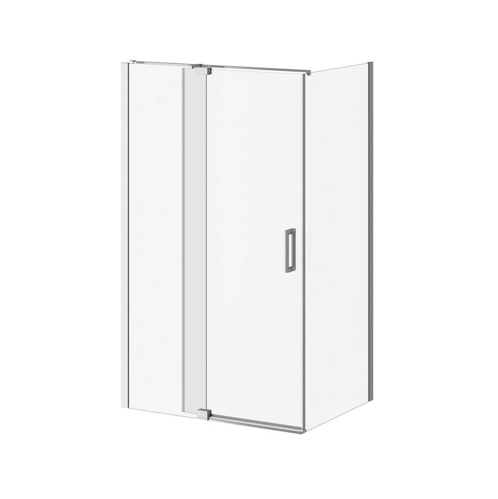 Kalia DISTINK™ 48''x77'' 2-Panel Pivot Shower Door for 32'' Corner Inst. (Reversible) Chrome Clear Duraclean Glass