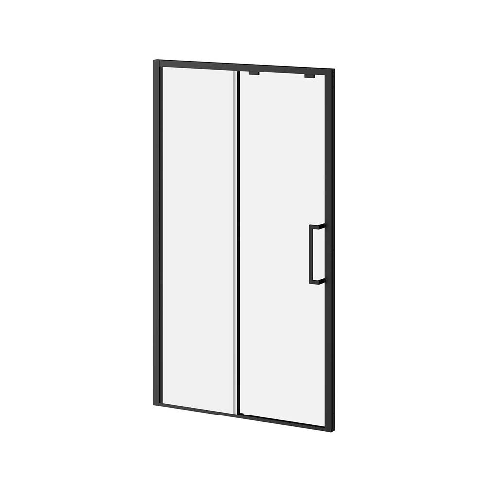 Kalia IKONIK48''x79'' Sliding Shower Door Duraclean Glass with Fixed Panel and Mobile Panel for Alcove Installation (Reversible) Matte Black