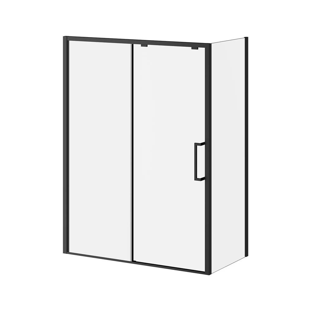 Kalia IKONIK 48''x79'' Sliding Shower Door Duraclean Glass with 36'' return panel Panel for corner Installation (Reversible) Matte Black