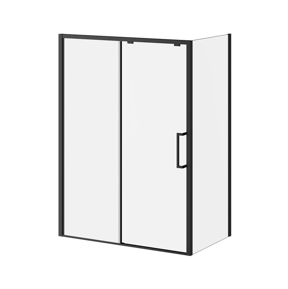Kalia IKONIK 60''x79'' Sliding Shower Door Duraclean Glass - for corner Installation with 36'' return panel (Reversible) Matte Black