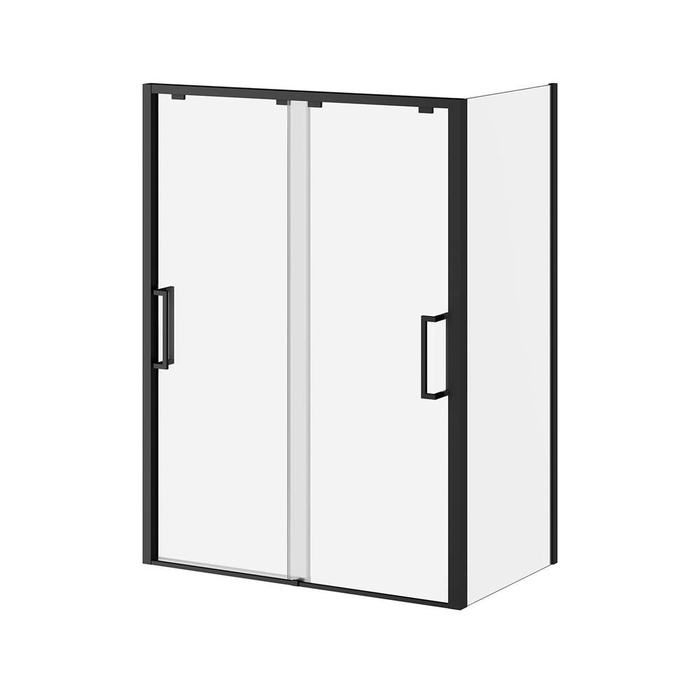 Kalia IKONIK™ Bypass Corner Sliding Shower Door 2 Panels 36''x79'' Duraclean Glass Return Panel for Corner Installation (Reversible) Matte Black