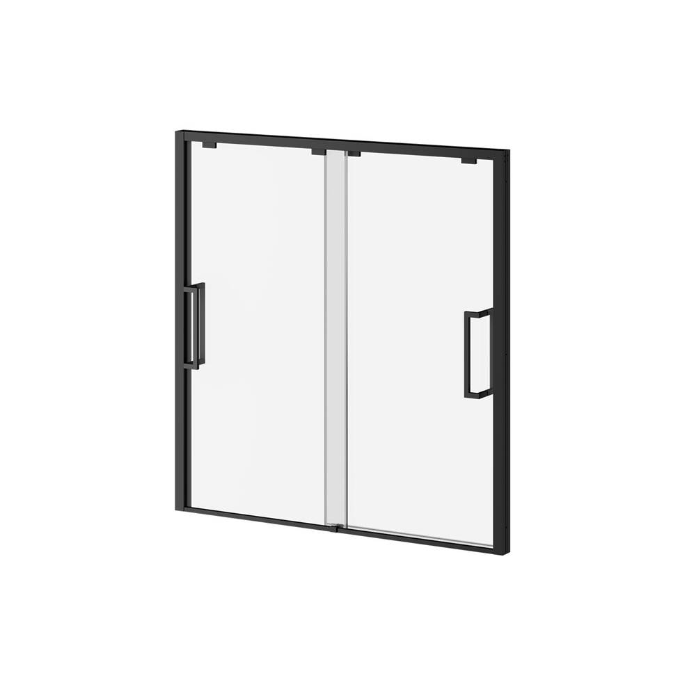 Kalia IKONIK™ Bypass 2-Panel Bypass Sliding Bathtub Door 60''x60'' Reversible Matte Black Clear Duraclean Glass