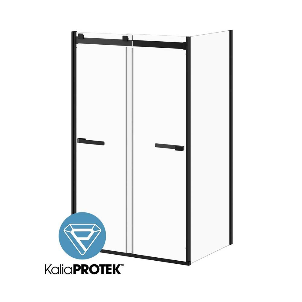 Kalia AKCESS 2.0™ with KaliaProtek™  2-Panel Sliding Shower Door Corner Installation 48''x79'' Reversible  -  Return Panel 36''x79'' Reversible Clear with Film Glass - Matte Black