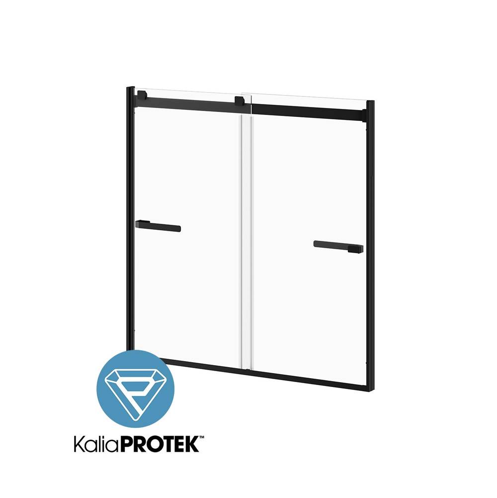 Kalia AKCESS 2.0™ with KaliaProtek™ 2-Panel Sliding Bathtub Door 60''x60'' Reversible Matte Black Clear with Film Glass