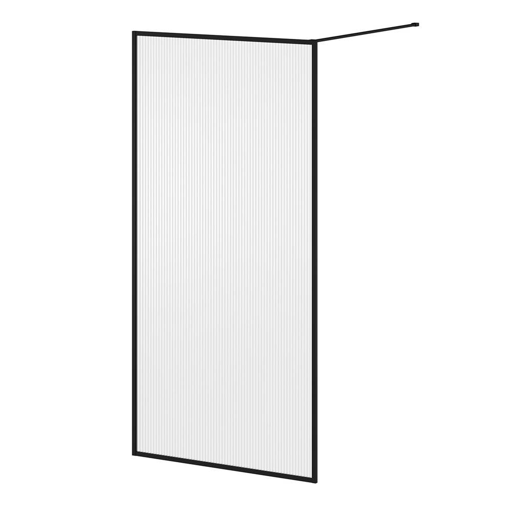 Kalia DUNE™ Framed Shower Shield 39'' x 79'' Matte Black Fluted Glass (Reversible)
