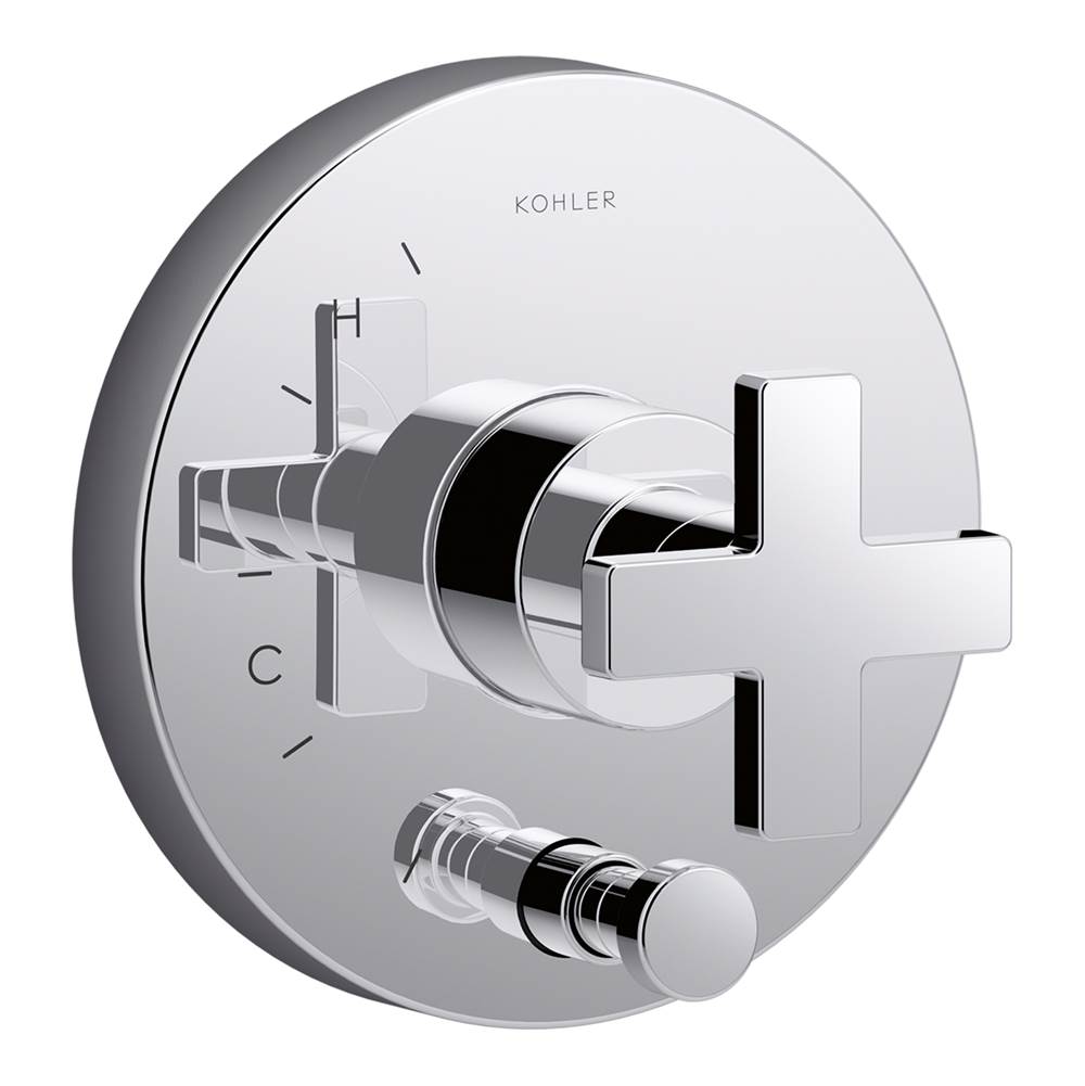 Kohler Composed® valve trim with diverter and cross handle for Rite-Temp(R) pressure-balancing valve, requires valve