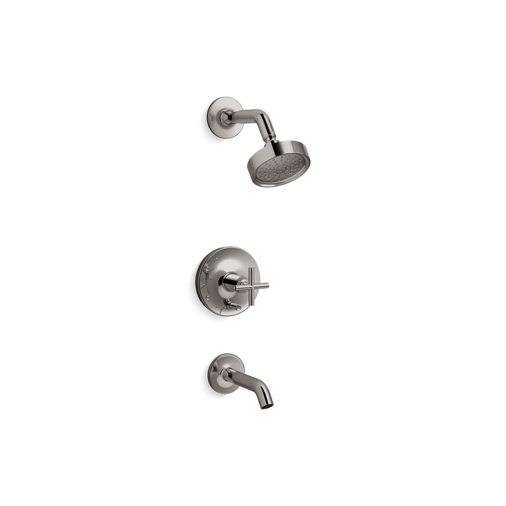 Kohler Purist Rite-Temp Bath And Shower Trim Kit With Push-Button Diverter And Cross Handle 1.75 Gpm