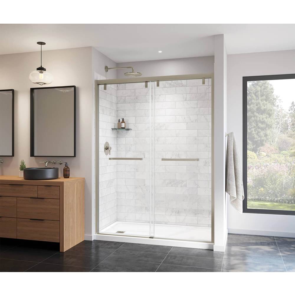 Maax Uptown 56-59 x 76 in. 8 mm Bypass Shower Door for Alcove Installation with Clear glass in Brushed Nickel