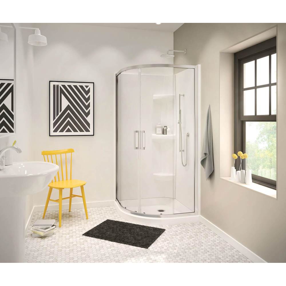 Maax Neo-Round Base 32 3 in. 32 x 32 Acrylic Corner Left or Right Shower Base with Corner Drain in White