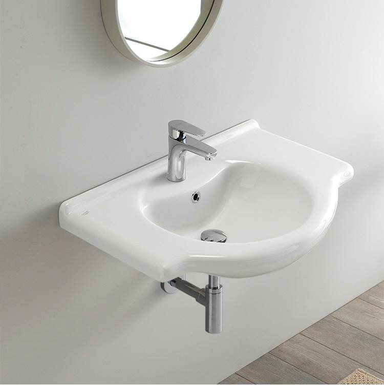 Nameeks Rectangular White Ceramic Wall Mounted or Self-Rimming Sink