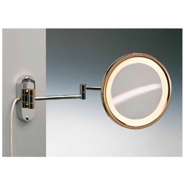 Nameeks Wall Mounted Brass LED Warm Light Mirror With 5x Magnification