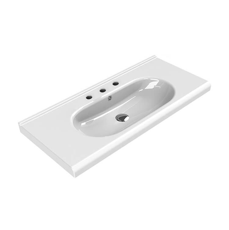 Nameeks Rectangle White Ceramic Wall Mounted Sink or Self Rimming Sink