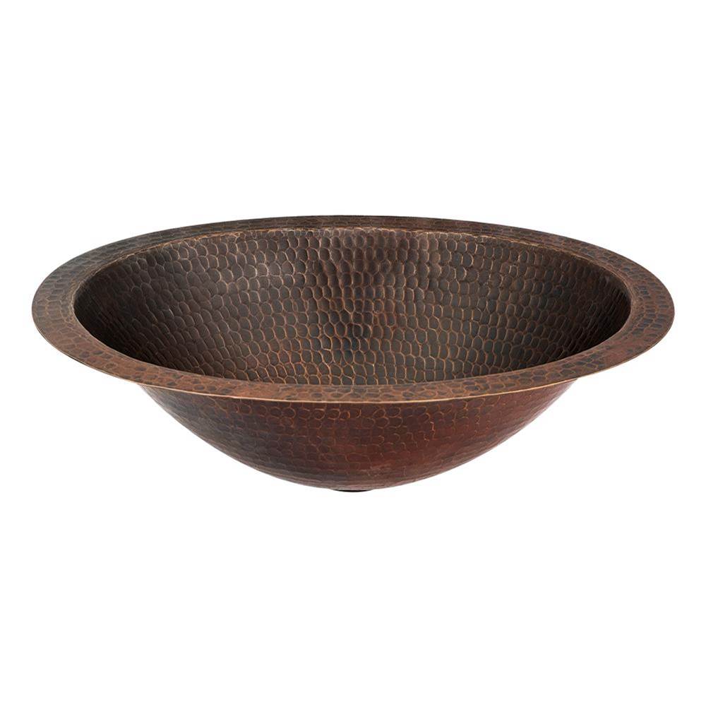 Premier Copper Products 15'' Oval Under Counter Hammered Copper Bathroom Sink