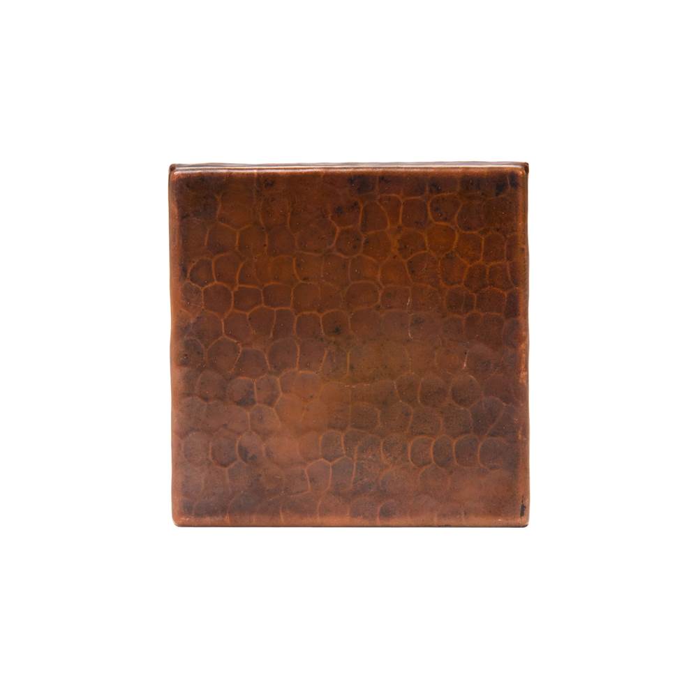 Premier Copper Products 4'' x 4'' Hammered Copper Tile - Quantity 8