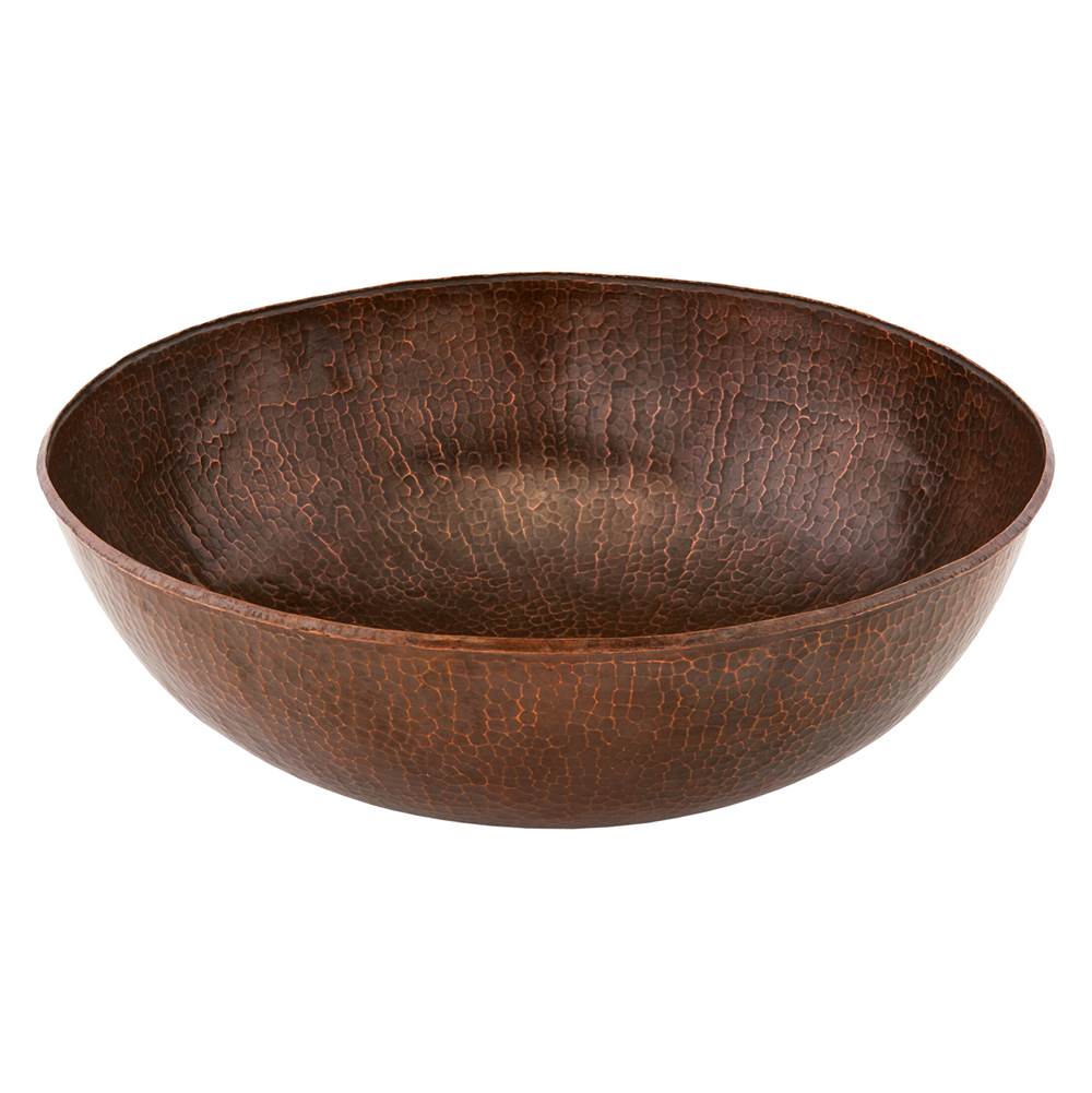 Premier Copper Products 17'' Large Round Vessel Hammered Copper Sink