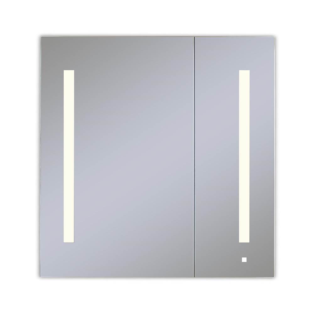 Robern AiO Lighted Cabinet, 30'' x 30'' x 4'', Two Door, LUM Lighting, 2700K Temperature (Warm Light), Dimmable, OM Audio, Electrical Outlet, USB Left Hinge
