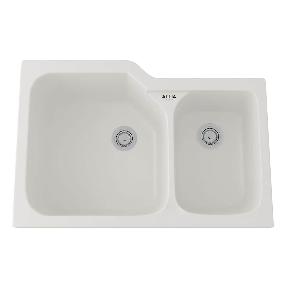 Rohl Allia™ 33'' Fireclay 2 Bowl Undermount Kitchen Sink