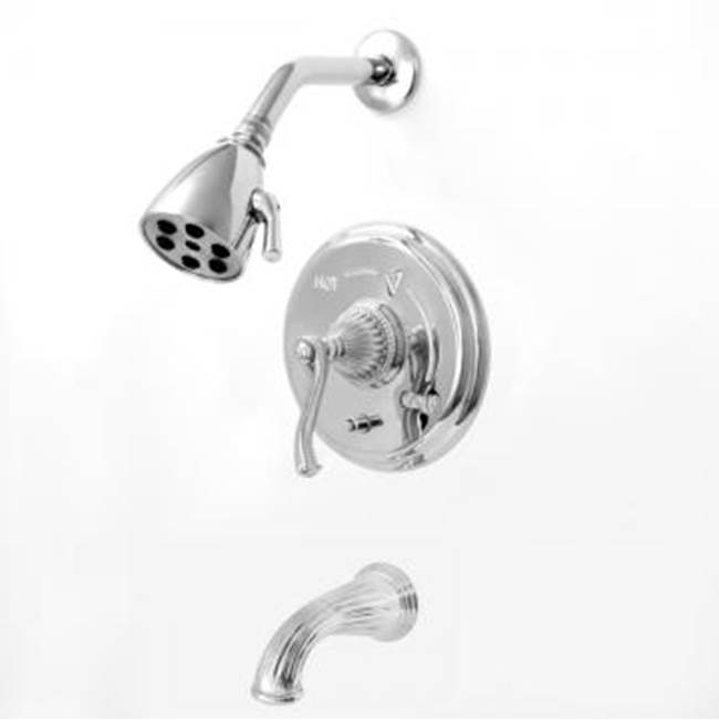Sigma Pressure Balanced Tub & Shower Set With 9'' Plate Trim (Includes Haf And Wall Tub Spout) Devon Soft Pewter .84