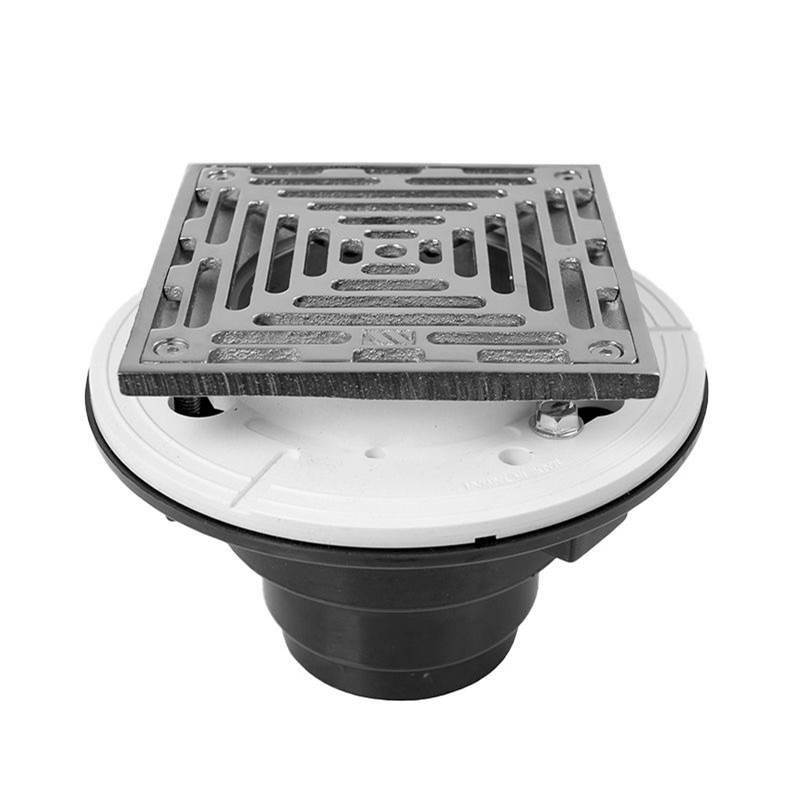 Sigma 5'' Square ABS Floor Drain with Solid Nickel Bronze Top 3'' PVC TRIM SLATE PVD .46