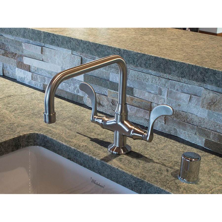Sonoma Forge Wingnut Deck Mount Faucet With Swivel Square Spout And Side Spray 9-1/2'' Center To Aerator 6'' Spout Height
