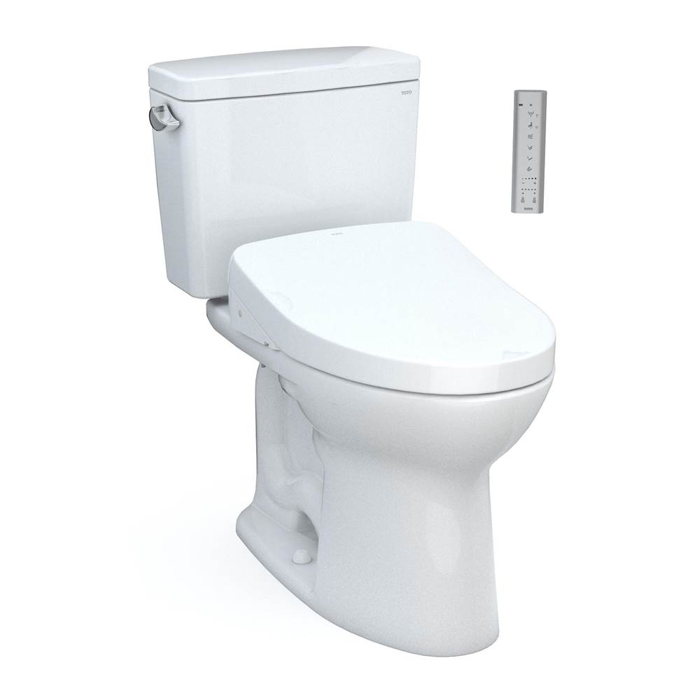 TOTO Toto® Drake® Washlet®+ Two-Piece Elongated 1.6 Gpf Universal Height Tornado Flush® Toilet With S500E Bidet Seat, 10 Inch Rough-In, Cotton White