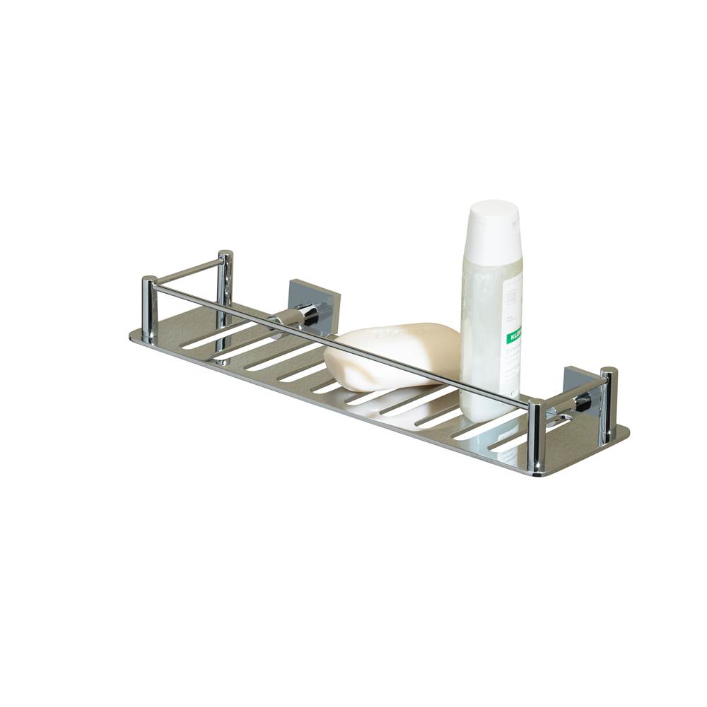 Valsan Essentials Unlacquered Brass Rectangular Shower Shelf With Square Backplates 11 3/4'' X 2 1/2''